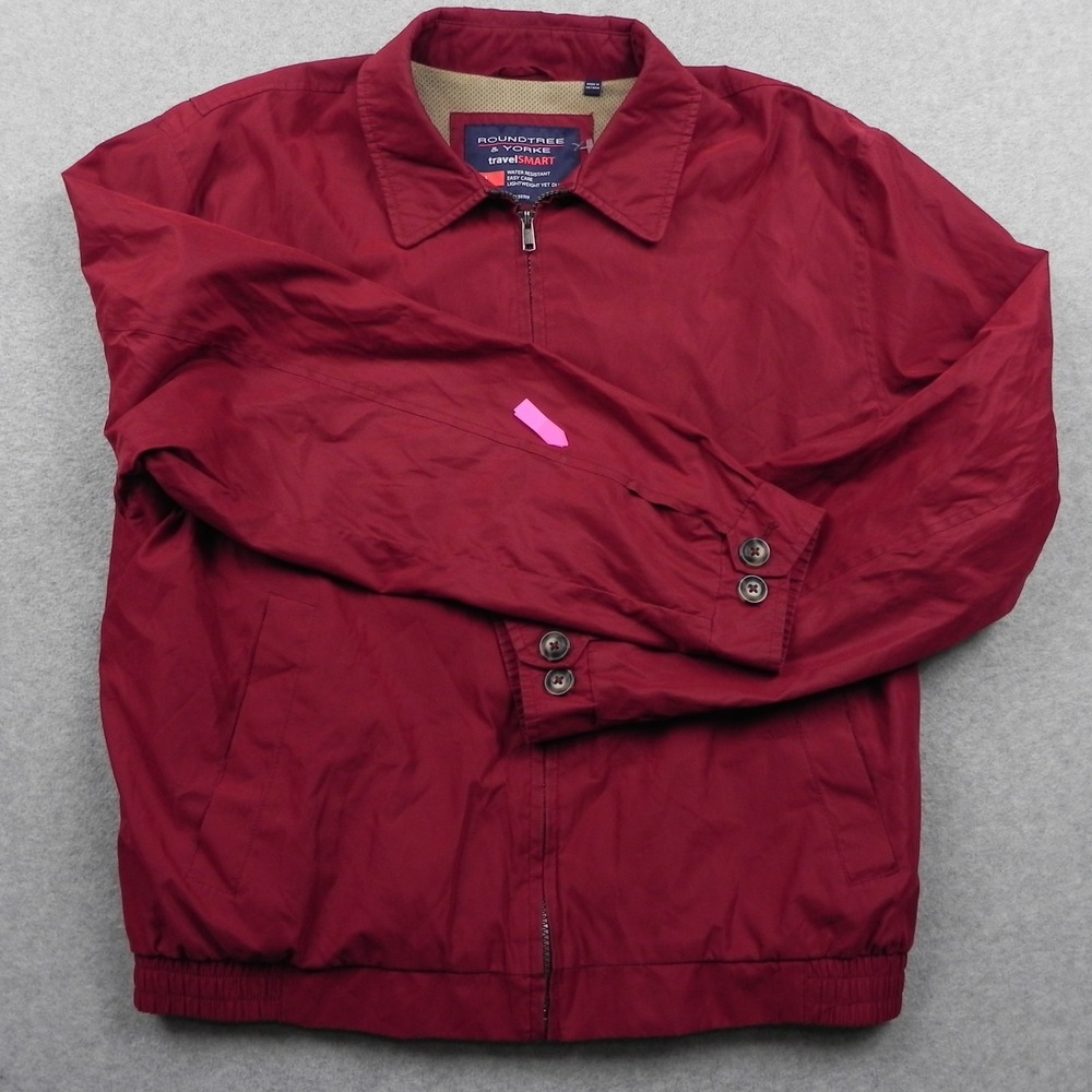 Roundtree & Yorke Jacket Mens Large TravelSmart Water Resistant Full Zip Red